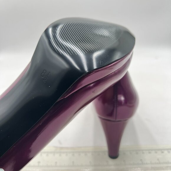 miss left Purple Low Platform Chunky High Heel Slip On Round Toe Elegant Pump - Picture 6 of 8
